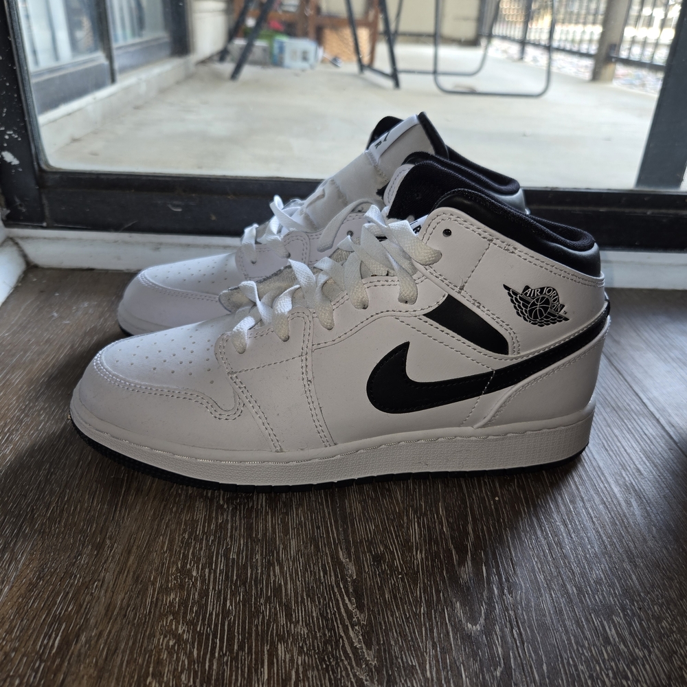 White and Black High-Top Sneakers